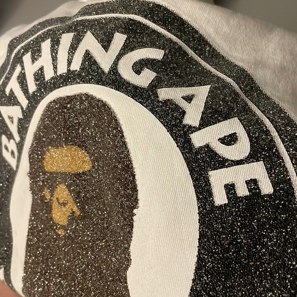 Bathing ape small womens  glass beads /rhinestones  shirt RARE!
